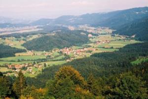 View of Zadrečka valley from Menina planina, in foreground Volog and Šmartno ob Dreti